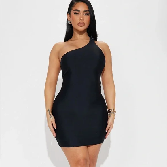 fashion nova black bodycon dress Fashion Nova Black Long Sleeve High Slit